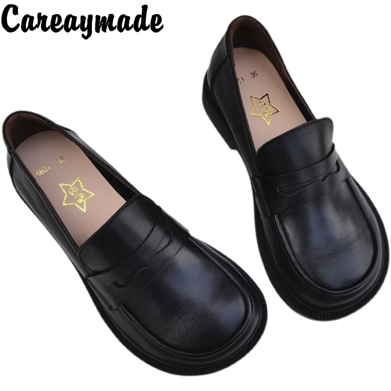 Leather Work Women Shoes - Careaymade-Áo Khoác Trơn Trượt Trên Giày