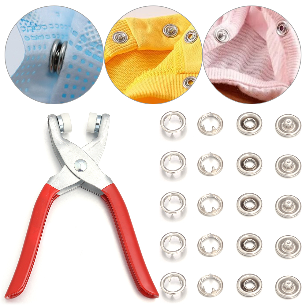 Snap Fastener Setter - 50sets 7.5/9.5/11mm Stainless Steel Snap Button
