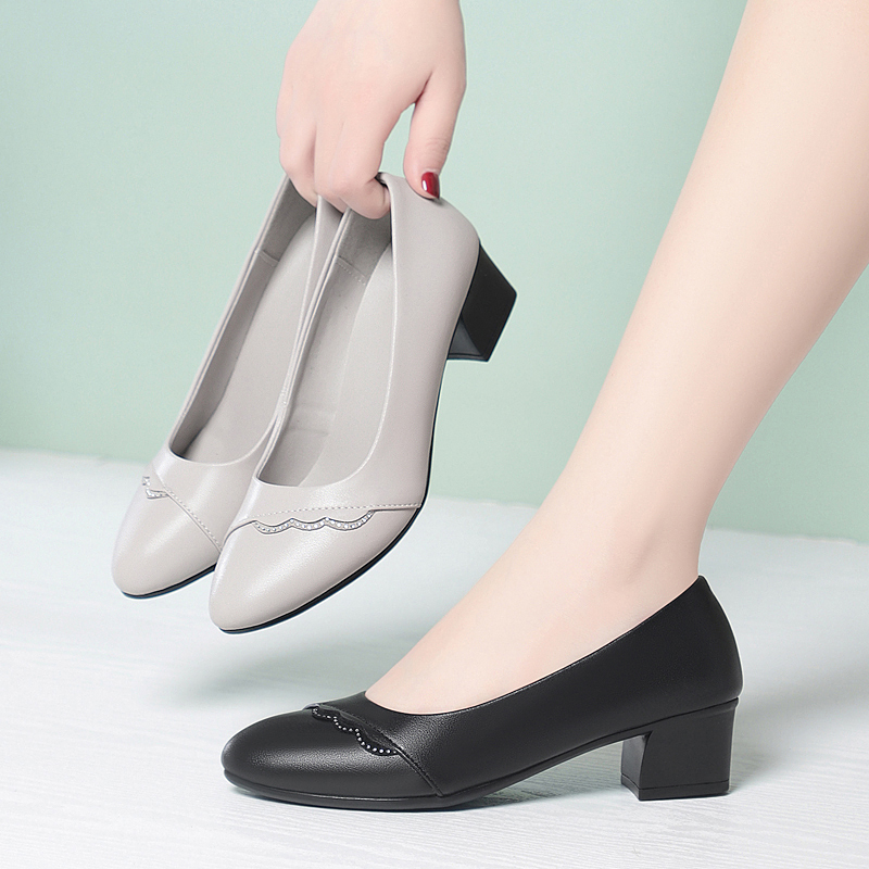 Leather Work Women Shoes - AIYUQI Women's Genuine Leather Pumps Elegant