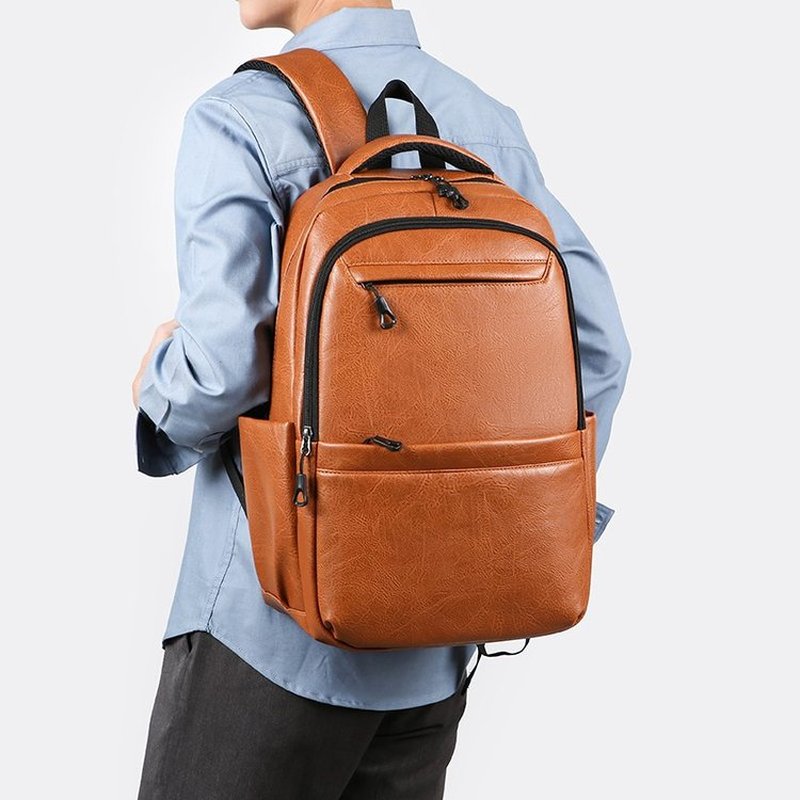 Leather Work Bag - Premium Leather Business Backpack – 15.6