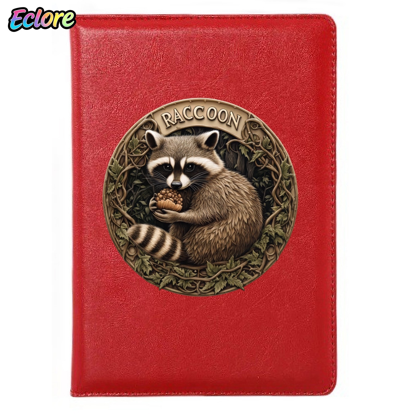 Leather Work Diary Covers - Vintage Leather Journal with Raccoon Illustration,
