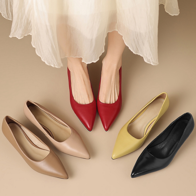 Leather Work Women Shoes - Women's new spring and autumn genuine