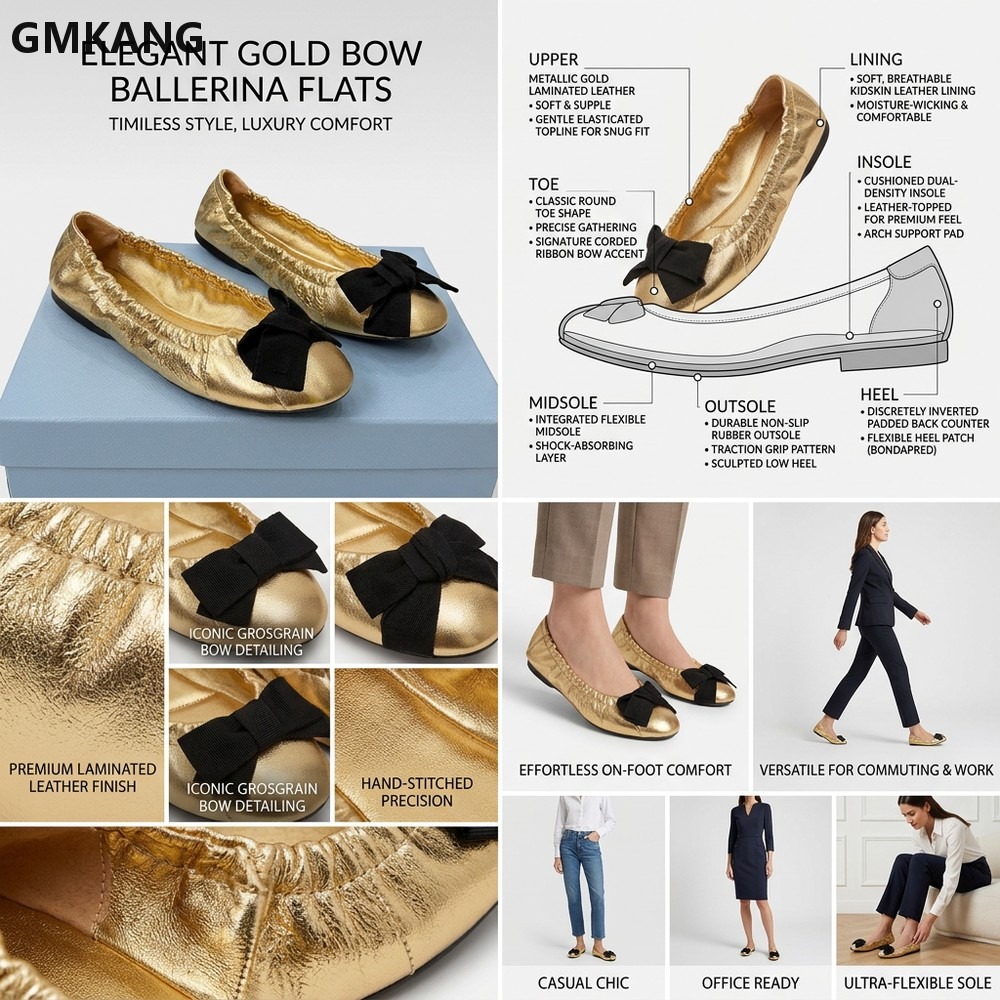 Women's Ballet Flats Bow Pleat - đánh giá và giá Leather Work Women Shoes