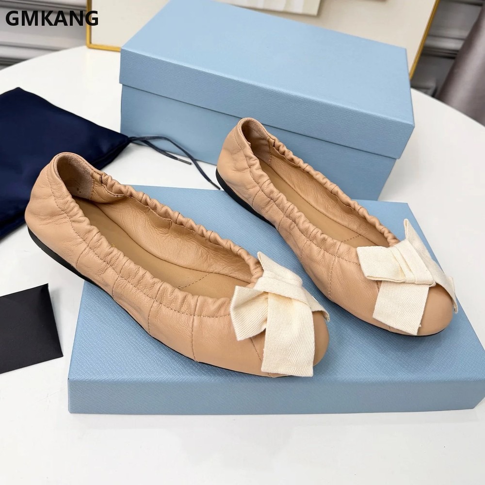 Women's Ballet Flats Bow Pleat - đánh giá và giá Leather Work Women Shoes