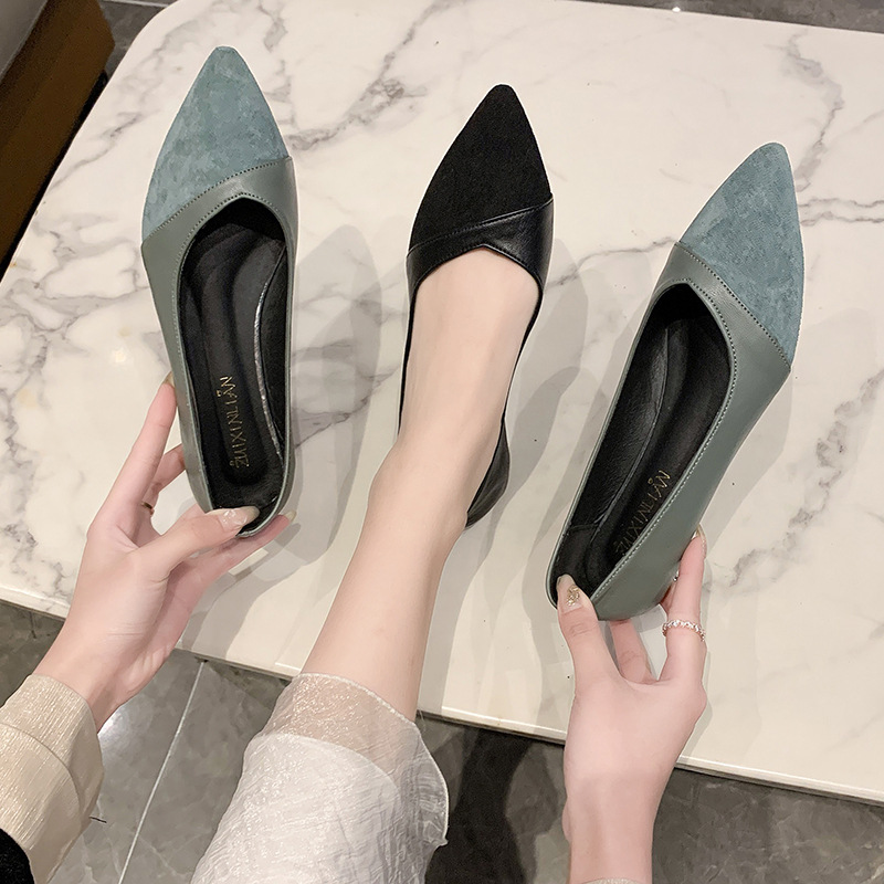 Flat black leather shoes for w - đánh giá và giá Leather Work Women Shoes