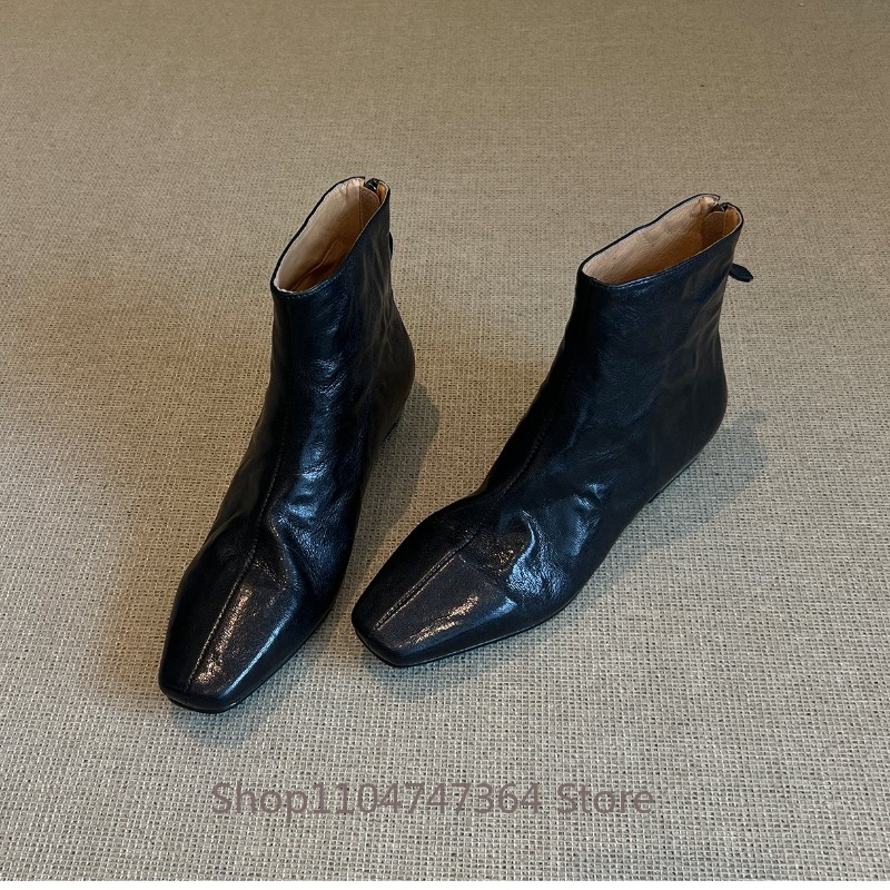 Sheepskin Retro French Square  - đánh giá và giá Leather Work Women Shoes