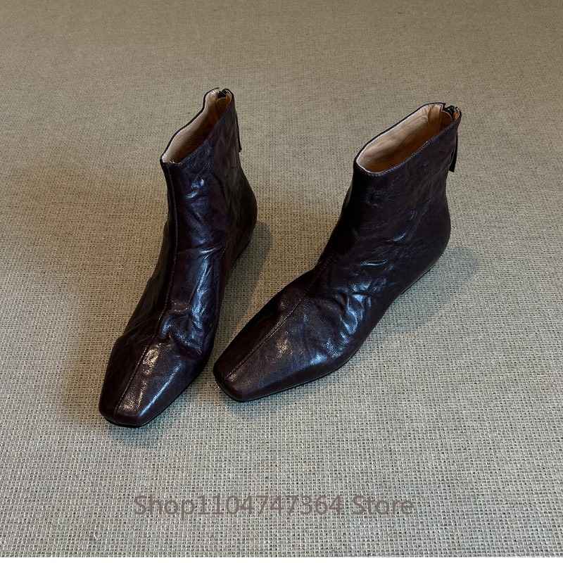 Sheepskin Retro French Square  - đánh giá và giá Leather Work Women Shoes