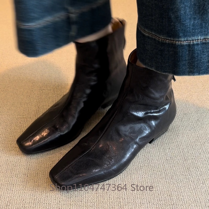 Sheepskin Retro French Square  - đánh giá và giá Leather Work Women Shoes